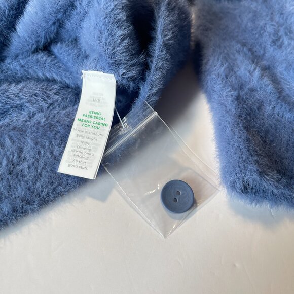 NWT Aerie Fuzzy Blue Button Up Cardigan Sweater Size Medium - Picture 5 of 10